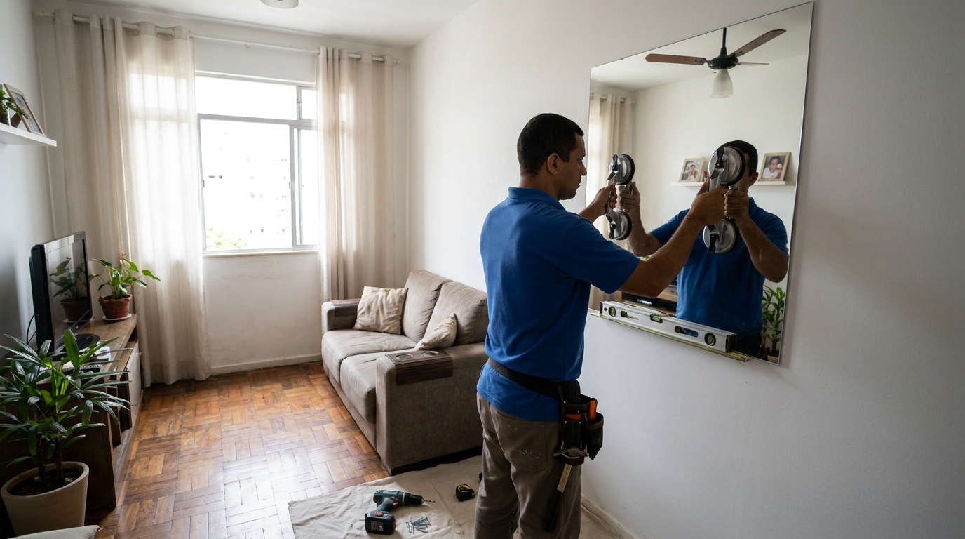 Espelho sob medida com parquet em João Pessoa-PB